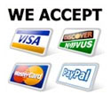 We Accept MasterCard, Visa, Discover and PayPal